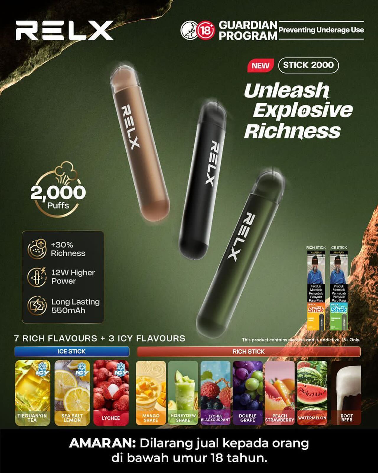 relx vape disposable Stick 2000– VAPETAG Malaysia Design_Music Please Choose Colour:Golden Leopard Flum Mello Disposable Vape