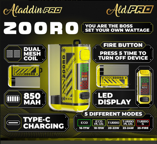 Aladdin Pro ZOORO 18000 Puffs