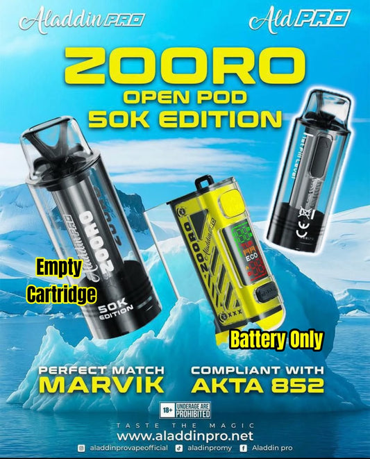 Aladdin Pro Zooro Empty Cartridge & Device Open Pod
